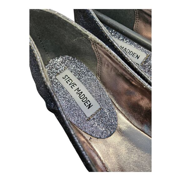 Steve Madden Silver Sparkly Flats Womens Size 9 - Picture 5 of 7